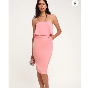 Lulu’s Lots of Love Light Pink Strapless Midi Dress